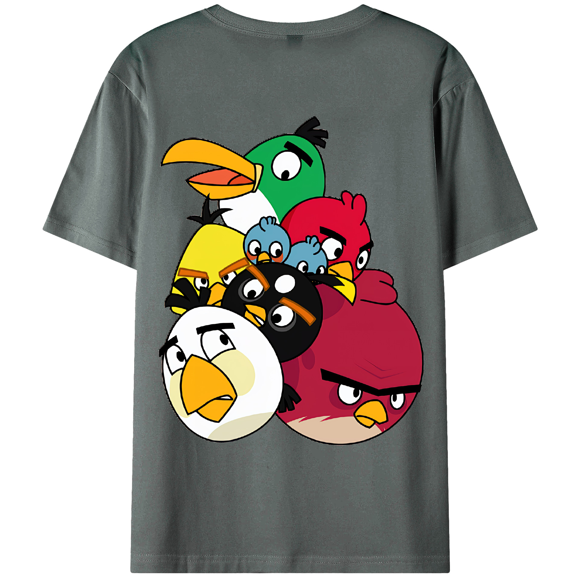 （画像用） Angry Birds アングリーバード 綿100％ メンズ半袖Tシャツ（バックプリント） 通気性